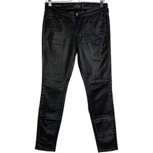 Lucky Brand Charlie Super Skinny Black Shiny Coated Mid Rise Jeans 6 28